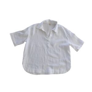 Magaschoni linen blouse short sleeve ivory size Medium